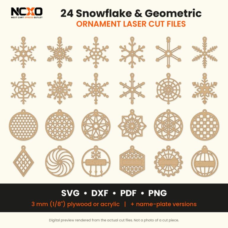 Snowflake & Geometric Ornament Laser Cut Bundle